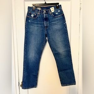 Levi's 501 Original Cropped High Rise Straight Leg Jean